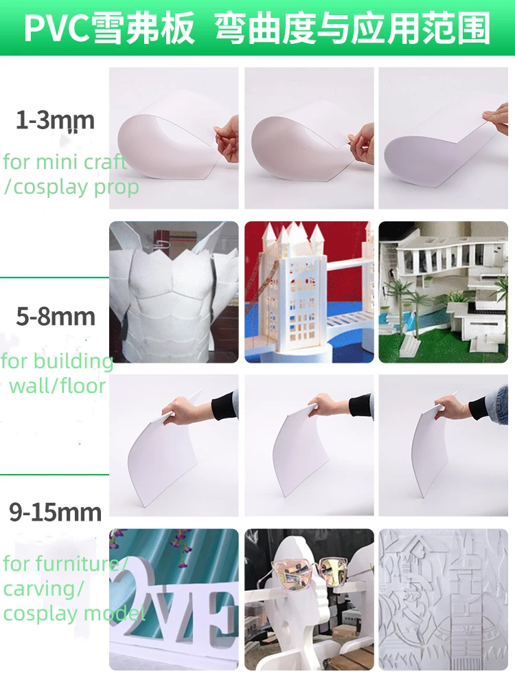 Panneau en mousse PVC pour modélisation architecturale de précision, 1-18mm, découpé au Laser, matériel de construction Compatible, feuille artisanale, échelle 200x300mm