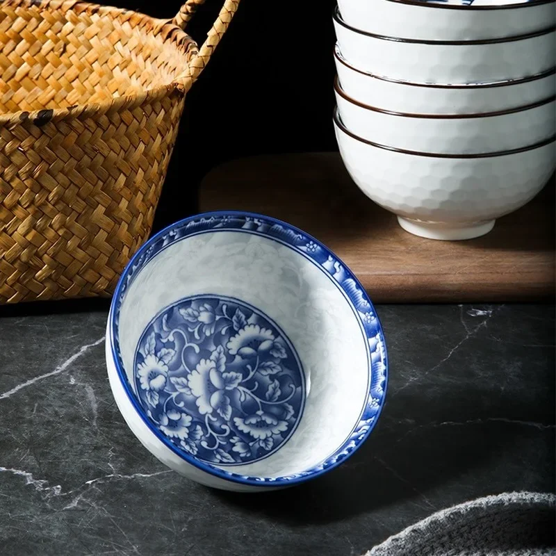 CHANSHOVA-Chinese Retro Style Ceramic Bowl, Rice Salad Bowl, Chinese Porcelain Noodle Bowl, Dining Tableware, 250ml, T045