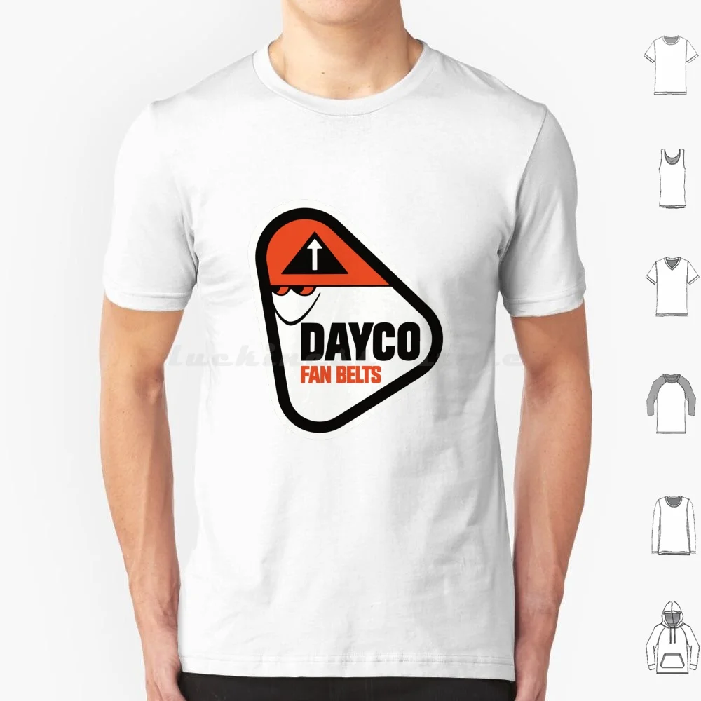 Vintage Dayco Fan Belts Sticker Design T Shirt Big Size 100% Cotton Automotive Auto Car Cars Racing Race Car Drag Racing