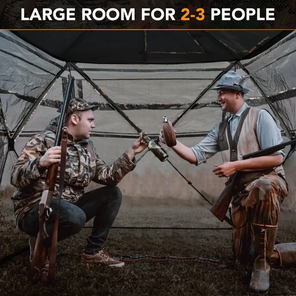 5-in-1 Detachable Hunting Blind, for 2-3 People with Skylight, Outdoor Camouflage Shelter, 1 Piece view 4