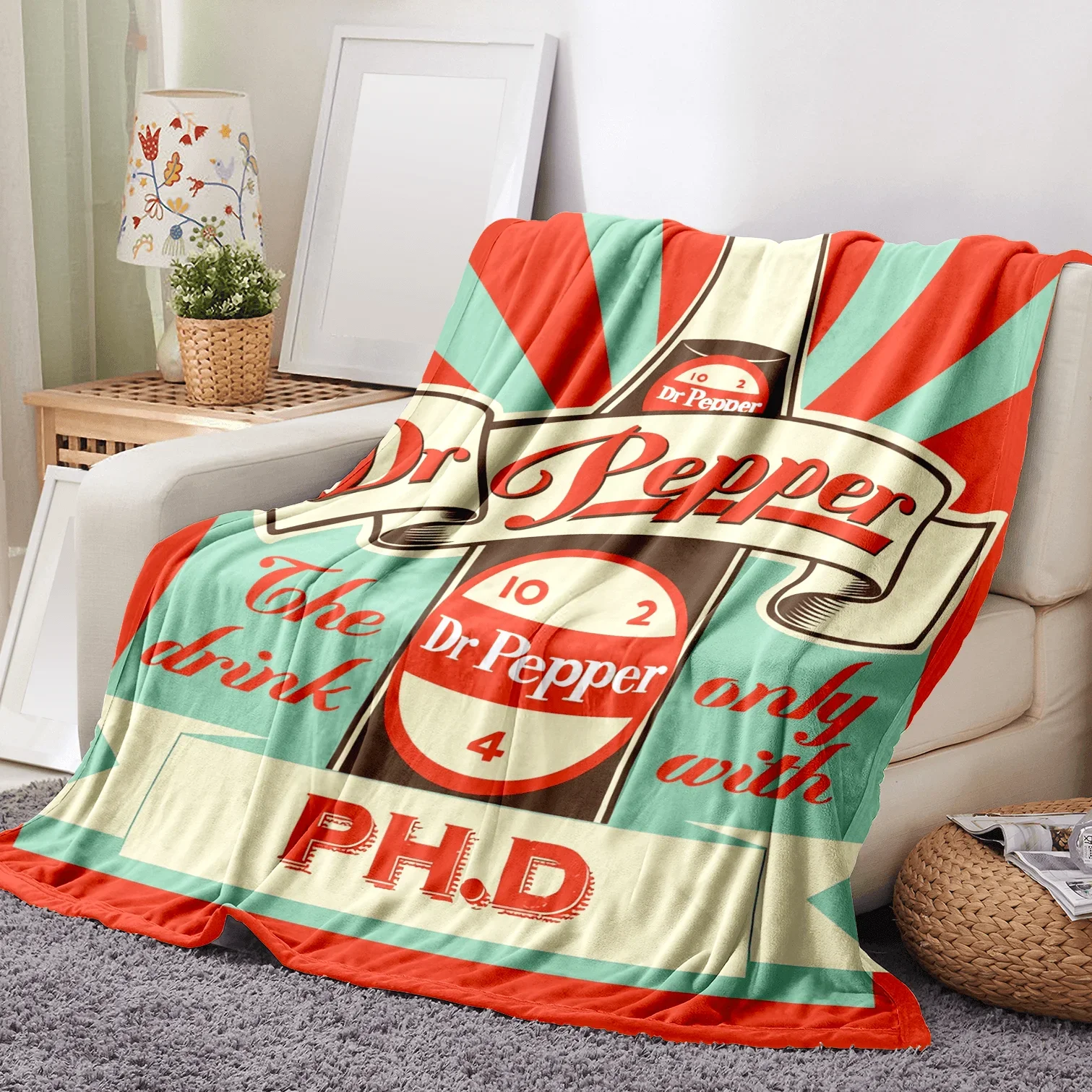 Dr Pepper Flannel Blanket Multipurpose Soft Office Bedding Blanket Plush Thin Quilt Holiday Gift