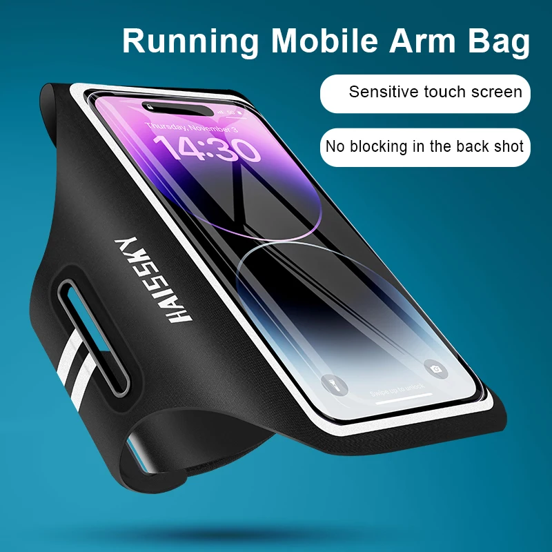 

HAISSKY Back Clear View On Hand Running Bags Men Women Outdoor Sports GYM Armband Phone Pouch Brassard For iPhone Samsung Xiaomi