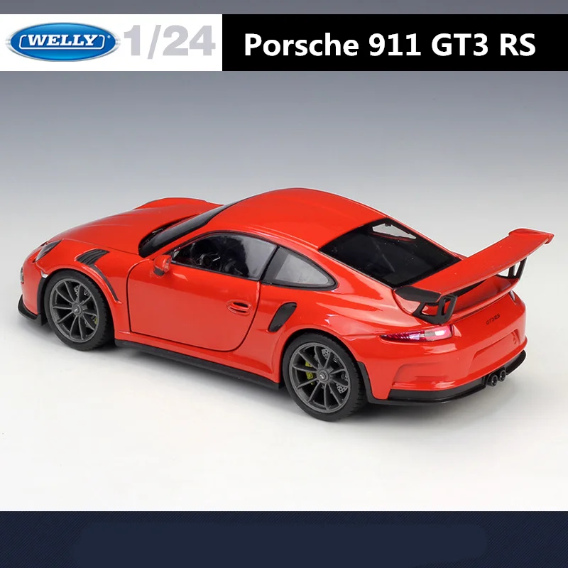 WELLY-Porsche 911 GT3 RS Modelo de Carro Esportivo Liga, Metal fundido, Carro de corrida, Coleção Simulação, Brinde Infantil, 1:24