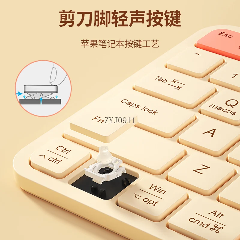 Set keyboard dan mouse bluetooth nirkabel mode ganda ultra-tipis notebook gadis cantik eksternal mengisi daya suara senyap