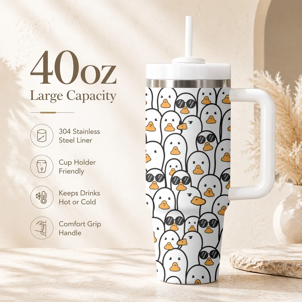 Got Too Silly Vacuum Flasks 40oz Portable Stainless Steel Tumbler with Handle Straw Double Wall Vacuum Insulated Leakproof Mug