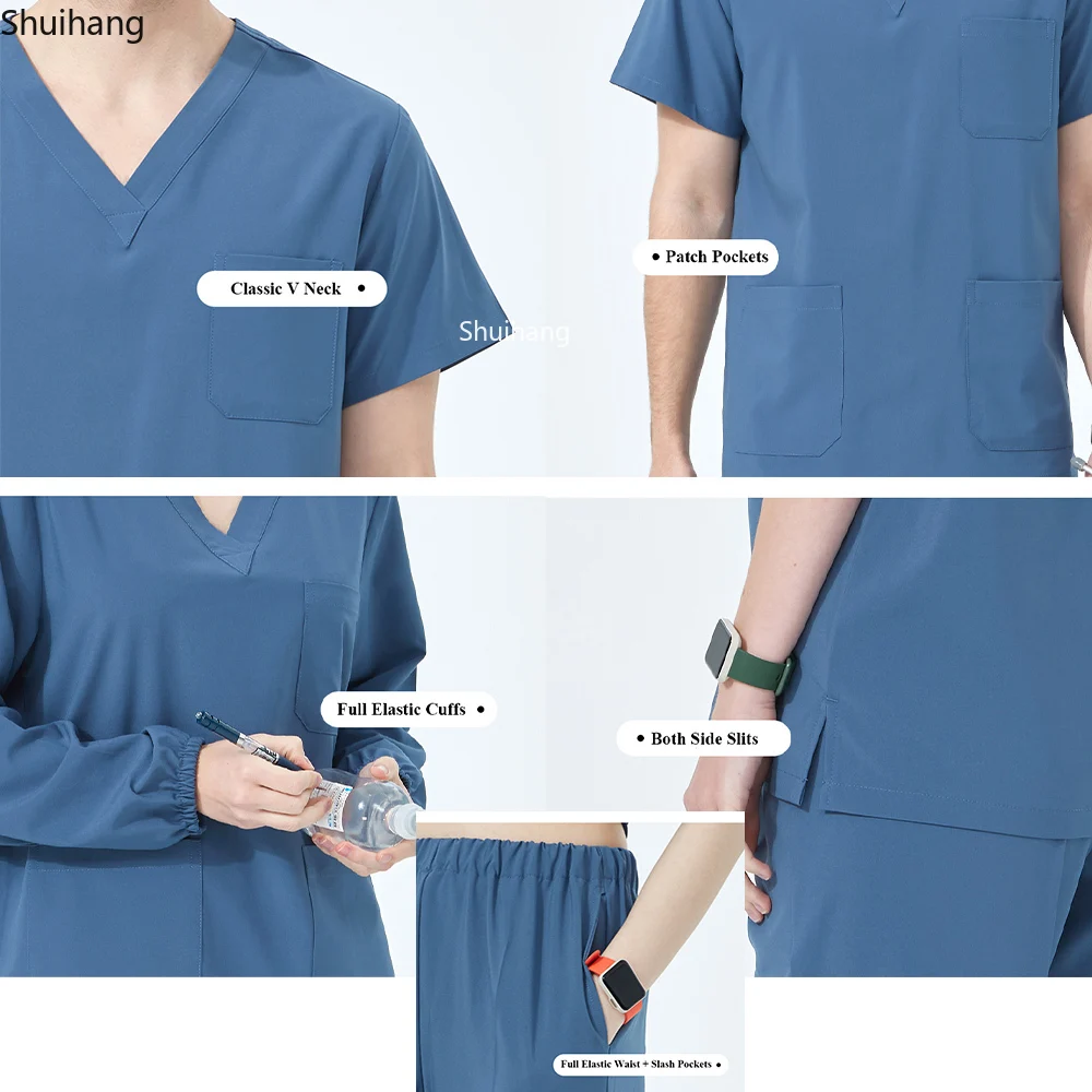 Quick-Dry Sport Medical Scrub Set Performance Stretcg and Comfortable - Top and Pant Doctor Nurse Outfit Scrubs Uniform S01-01