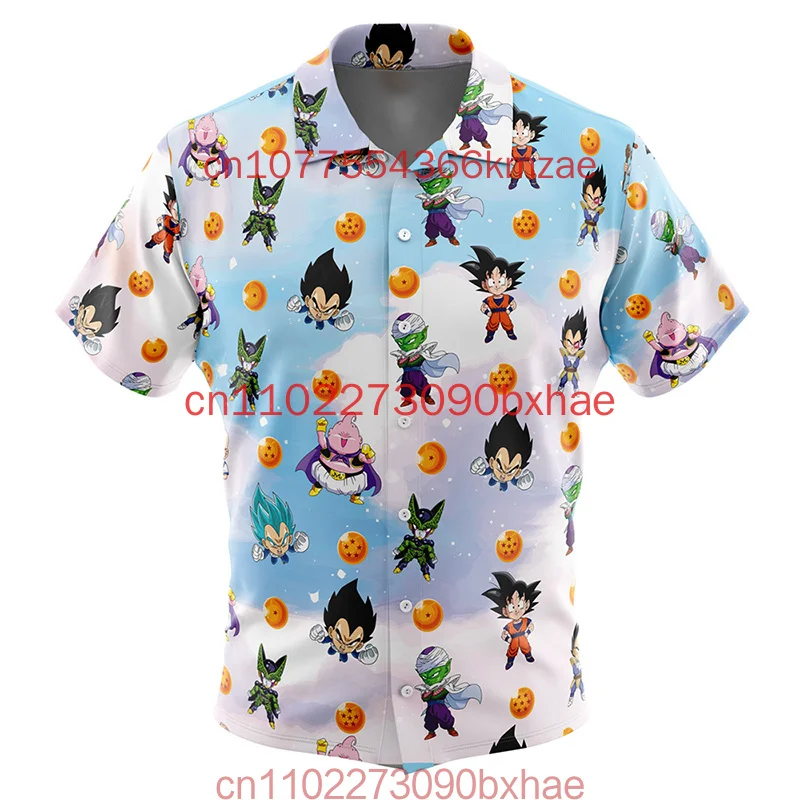 

Chibi Dragon Ball Characters Pattern Men’s Short Sleeve Button Up Hawaiian Shirt