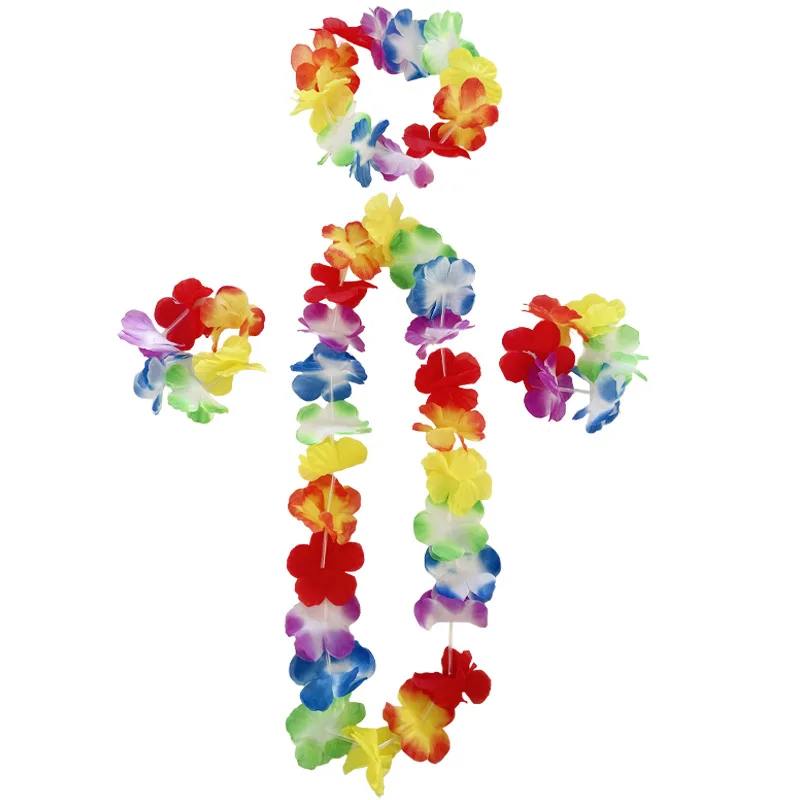 105cm Hawaiian Flower Leis Garland Necklace Fancy Dress Party Hawaii Beach Fun For Wedding Birthday Party Home And Garden Decor view 2