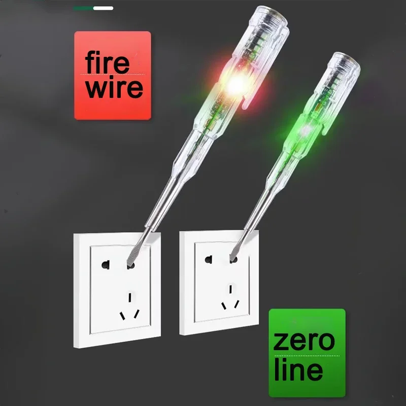 2PCSVoltage Tester Pen Screwdriver Probe light Voltage Tester Detector Electrical Screwdriver Indicator Circuit Testerelectricia