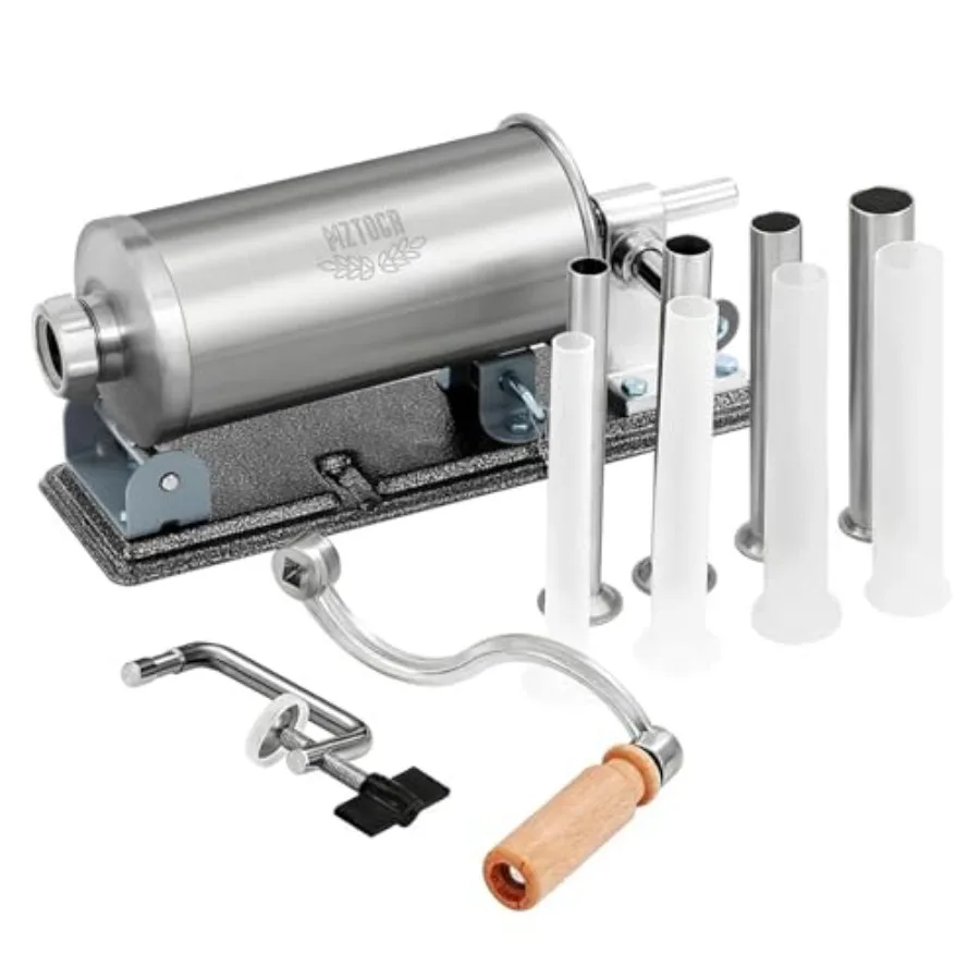 

Sausage Stuffer 2.5LBS Stainless Steel Horizontal Sausage Maker Homemade Manual Meat Filling Kitchen Machine with 8 Stuffing Tu