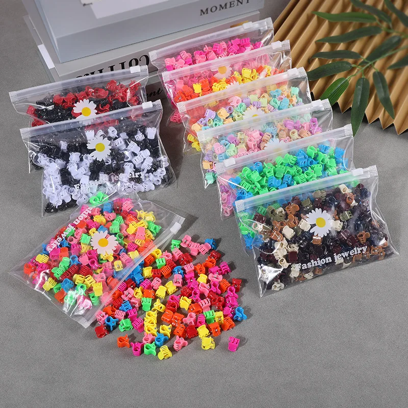 50pcs Girls Small Hair Claw Clips Colorful Plastic Clips Hairpin Flower Heart Mini Multi-Shape Hair Claw Kids Hair Accessories