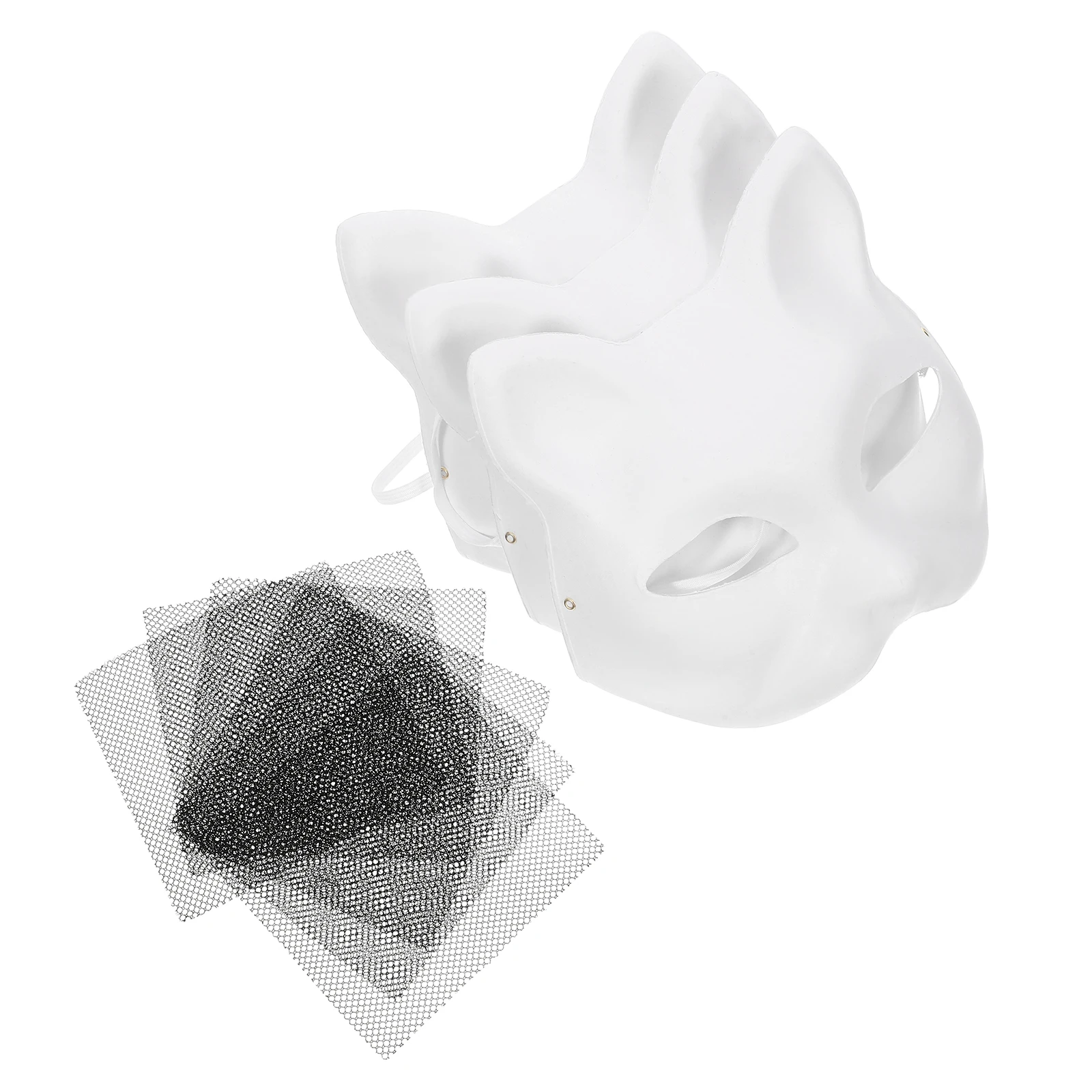 

3 set Cat Face Mask Diy Unpainted Paper Craft Kit For Parent- Activity Party Masquerade Animal Half Mask Blank Base Prop