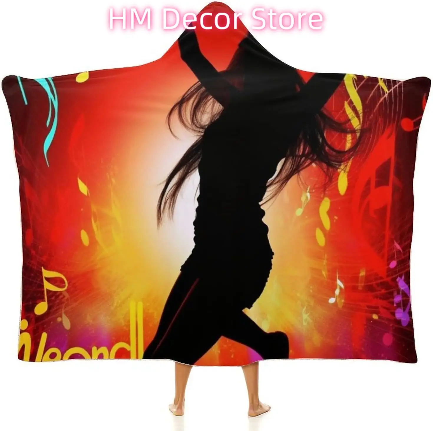 Dance Music Wearable Hooded Blanket, Ultra Soft Arctic Velvet Cape Cloak Unisex - Cozy Wearable Blanket