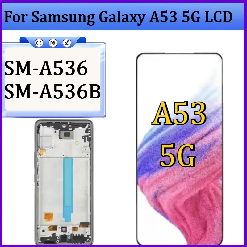 

New TFT/OLED For Samsung Galaxy A53 5G LCD SM-A536 SM-A536B Display Touch Screen Digitizer with Frame For Galaxy A53 5G LCD