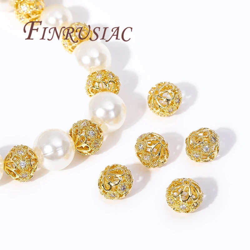 10mm 18K Gold Plated Round Spacer Beads For Jewelry,DIY Bracelets Necklaces Jewelry Making Accessories,Separators For Beads
