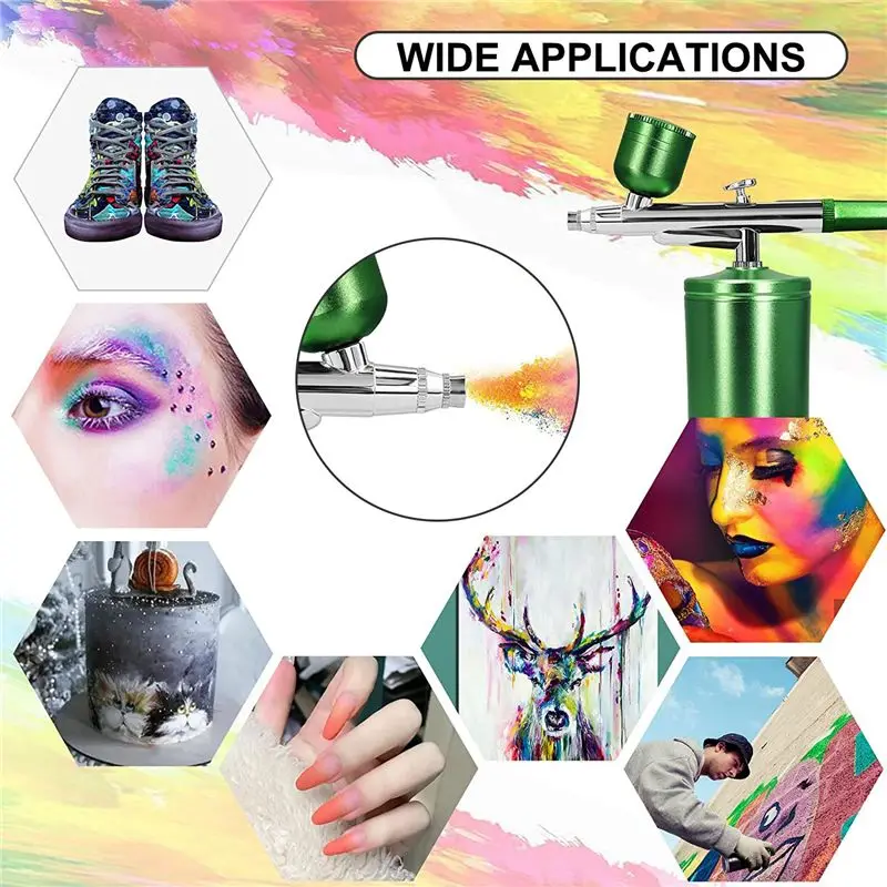 2026 + مجموعة فرش الهواء بخاخ محمول تلقائي مع طرف 0.3 مم، فرش هوائية محمولة للرسم، الوشم، فن الأظافر، تلوين النماذج #5