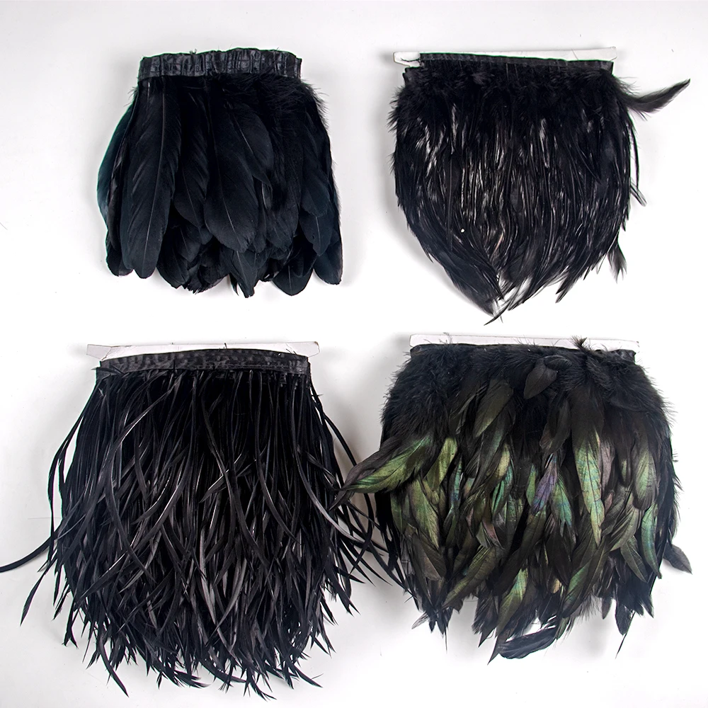 1Meter White Black Turkey Feathers Marabou Feather Trim Needlework and Handicraft Fluffy Pheasant Ribbon Sewing Decoration