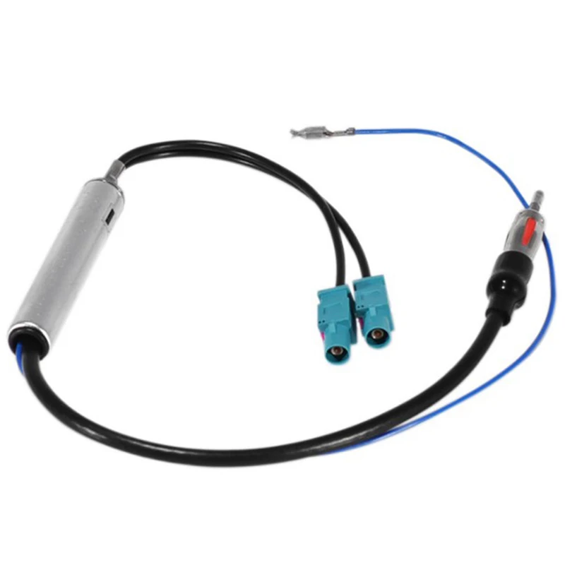 New Car Stereo FM AM Antenna Signal Booster lifier  Dual Fakra DIN Plug Converter Adapter for