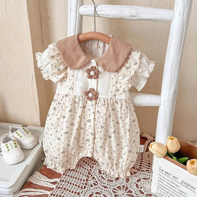 Baby clothes summer thin style newborn baby girl floral short sleeved shooting clothes bebe disfraz recién nacido  아기 코스프레