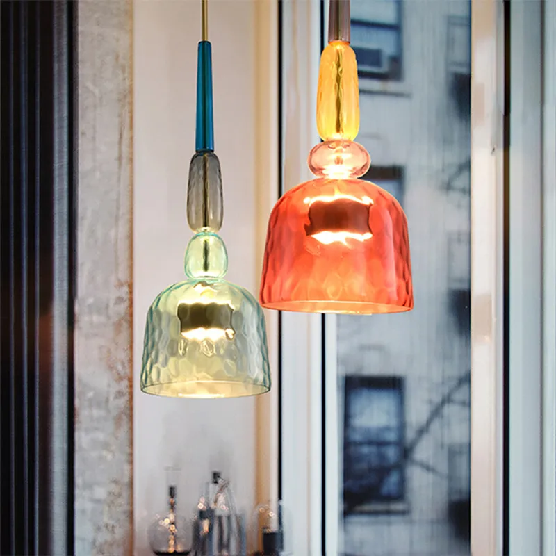 Nordic colorful glass pendant light designer macaron cute lamp Living Room Hanging Lamp Indoor Dinning Room bedroom room lights