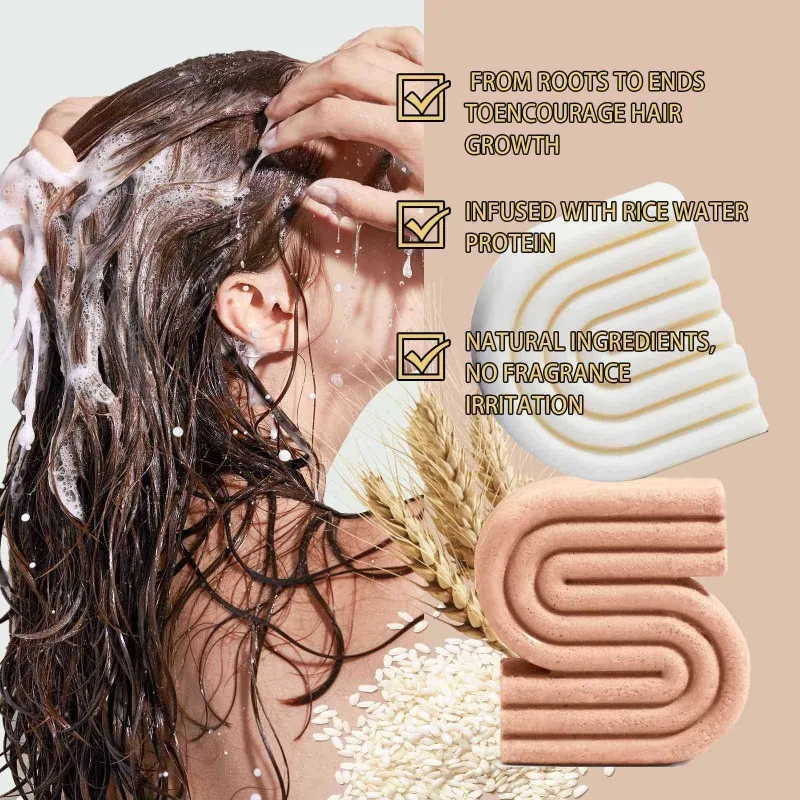 

Rice Essence Hair Care Soap Blackening, Moisturizing, Deeply Cleansing, Soothing Softening and Nourishing Hair Soap Conditioner