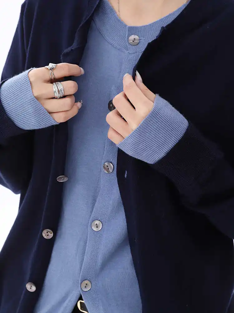 Outono inverno feminino cardigan camisola falsa duas peças 2000s manga longa estilo preppy jumper o pescoço malhas camisas high street