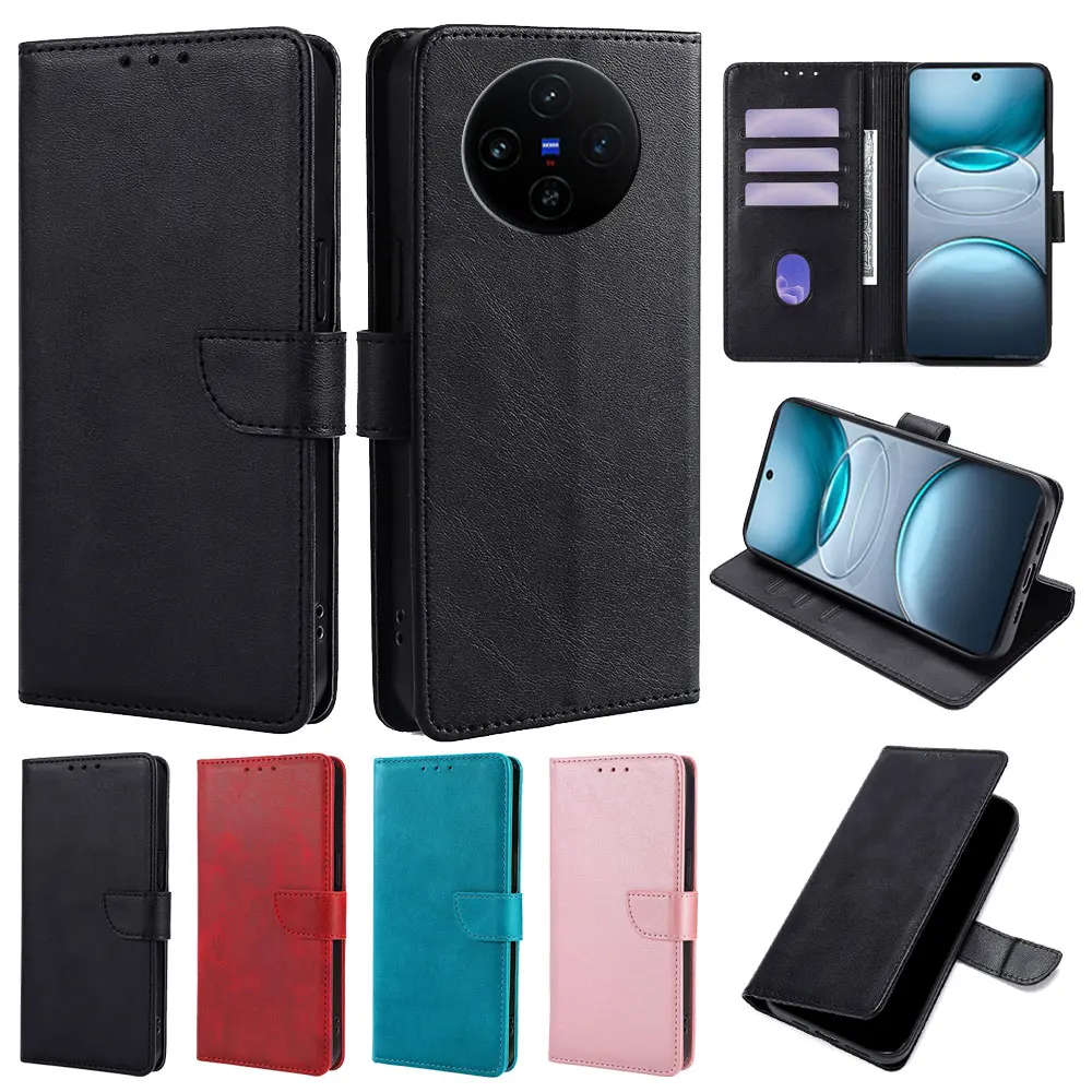 

GEFENIS Business Leather Flip Wallet Phone Case For VIVO X100S Y03 Y02T Y18 Y27 Y27S Y28 Y38 T3X T2 Pro Y100 Y200E Funda With Ca