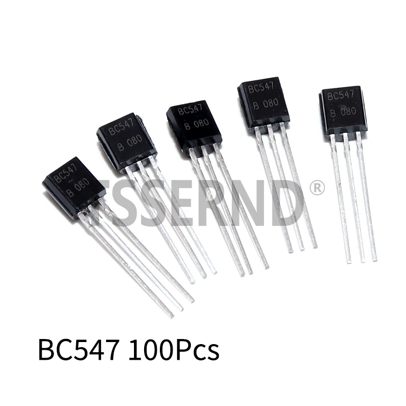 100PCS BC547B BC547 TO-92 Bipolar Transistors BJT NPN 45V 100mA Transistor Kit BC547B
