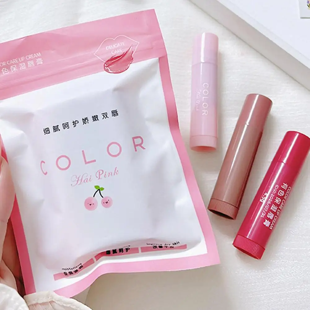 3 قطعة أحمر الشفاه لطيف أحمر الشفاه تينت ماكياج العناية مستحضرات التجميل الملونة بلسم الشفاه أحمر الشفاه ترطيب تتلاشى خط الشفاه مكافحة التجفيف #2