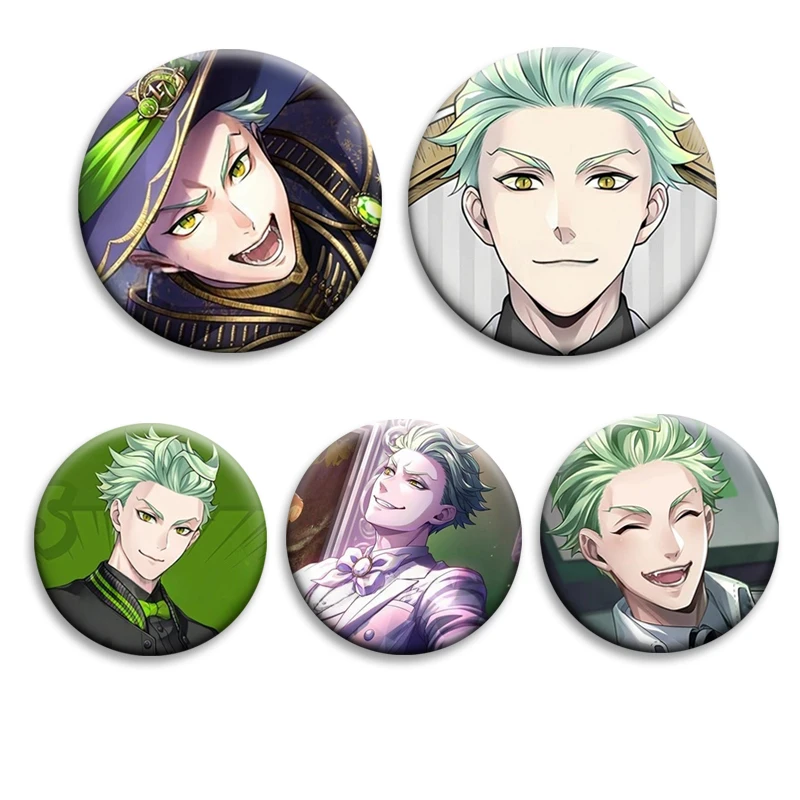 Anime Game Twisted Wonderland Enamel Pins Cartoon Sebek Zigvolt Cosplay Badges Round Brooch for Clothes Bag Accessories Gifts