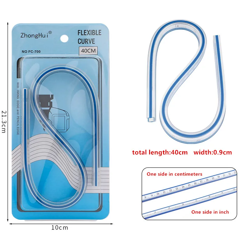 Fniiva 1Pc 30/40/50/60 cm Soft Ruler Snake Ruler Clothing Curve Ruler Office Drawing Design Tool Sewing Supplies Tailor Ruler