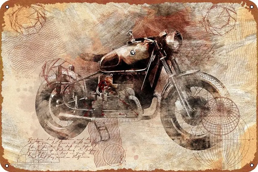 Old Art Style Motorcycle 1 Sports posters Tin Signs Retro Metal Movie Tins for Bar Pub Home Cafes Wall Decor, 8X12 Inch (20 sign