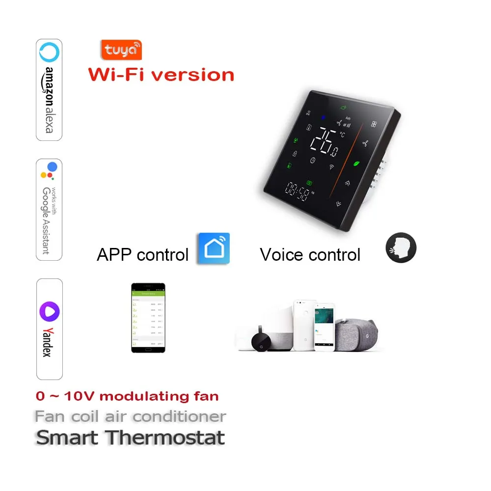 0-10V Modulating Type Thermostat 4PIPE fan coil thermostat for cooling and heating Tuya Smart Life App Control Works With Alexa