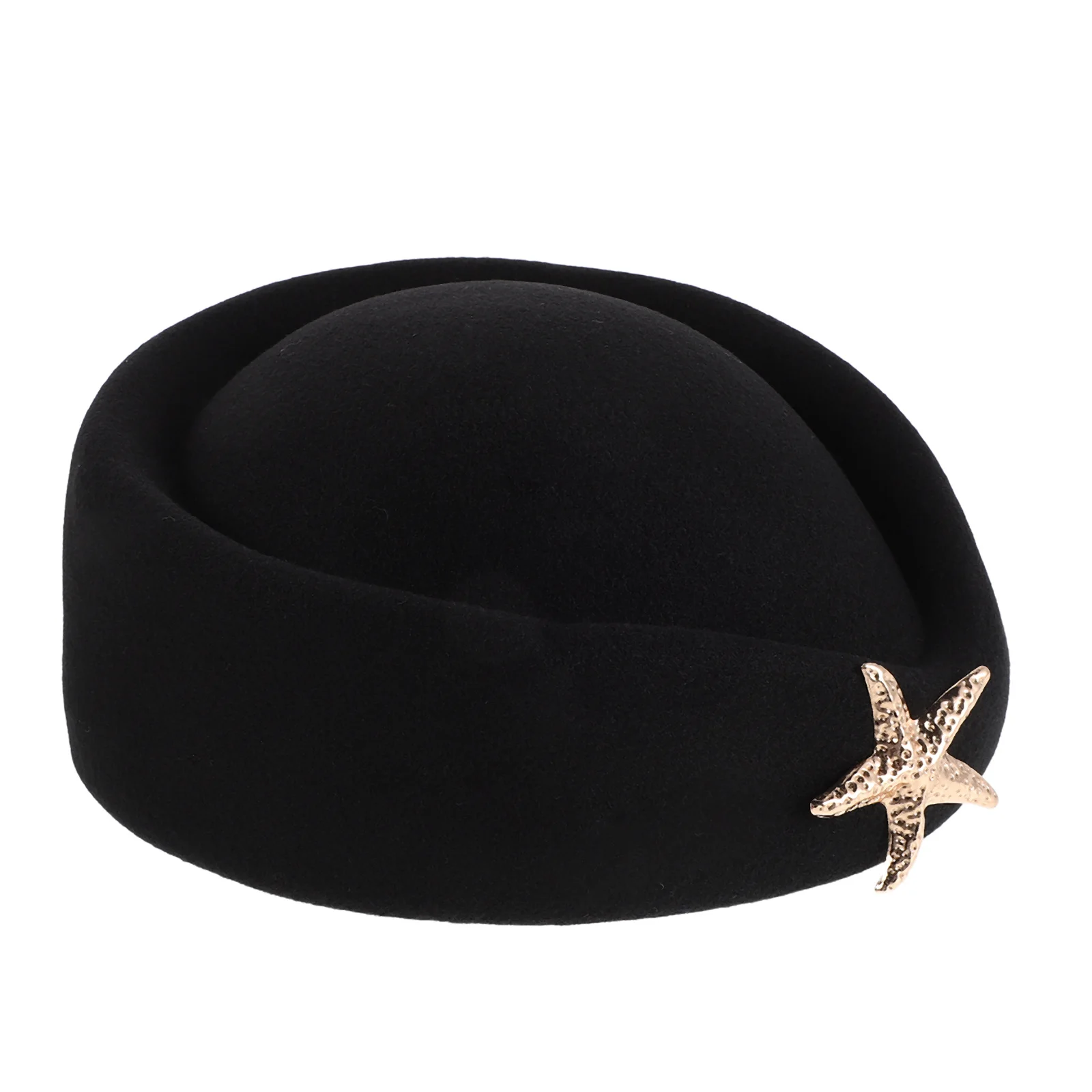 

Flight Attendant Felt Hat Sea Star French Style Stewardess Costume Cap Air Hostess Uniform Role Play Accessories