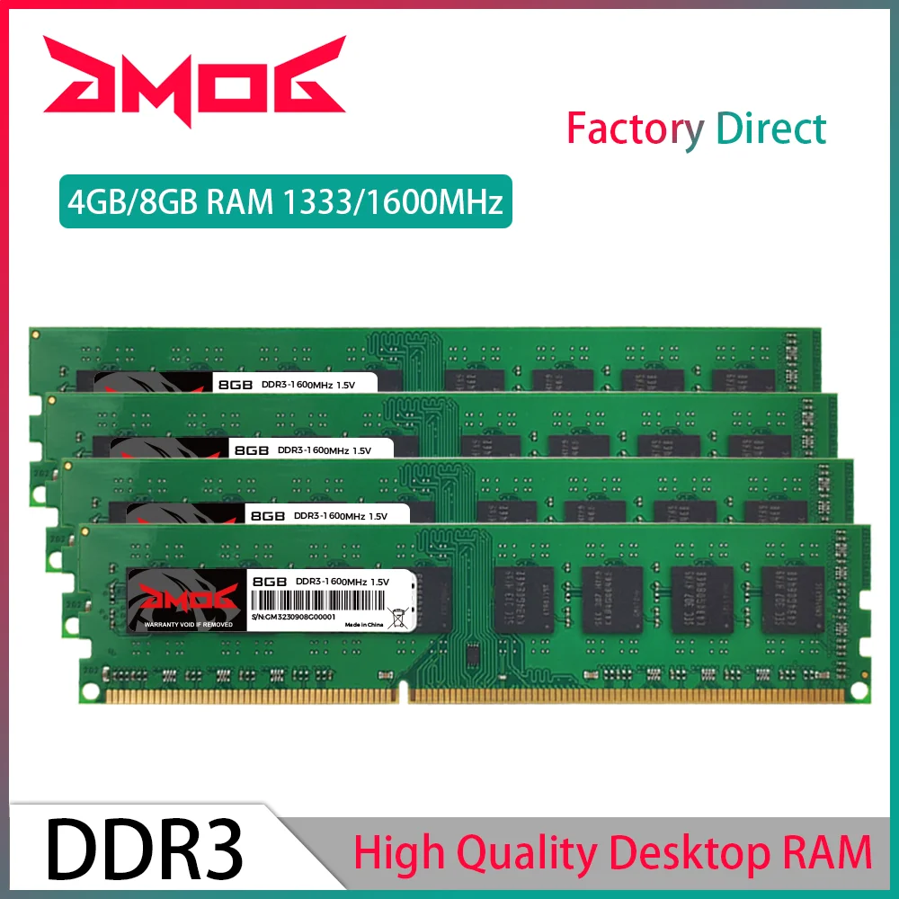 

GMOG DDR3 4 ГБ 8 ГБx2 Оперативная память 1333 МГц 1600 МГц DIMM 1,5 В Настольная оперативная память PC3-10600 12800 240 контактов