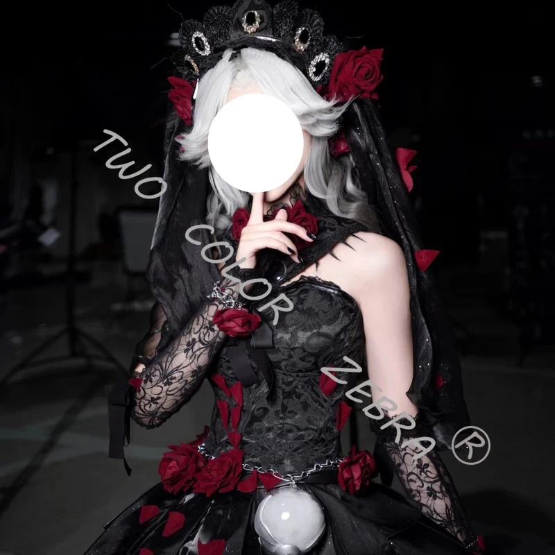 Costume de cosplay psychologue de Game Identity V, ensemble robe gothique en dentelle noire Everlasting Night Ada Mesmer Red Row.3;v'6.