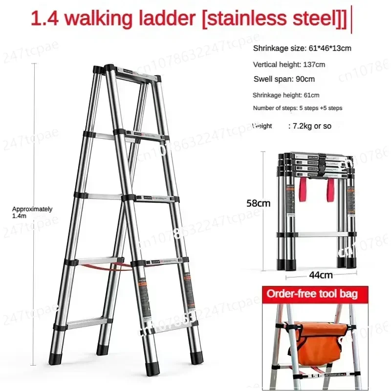 

Engineering Stairs for Home 1.4+1.4M Stainless Steel Herringbone Ladder Telescopic Ladders Step Ladder Household Folding Ladder