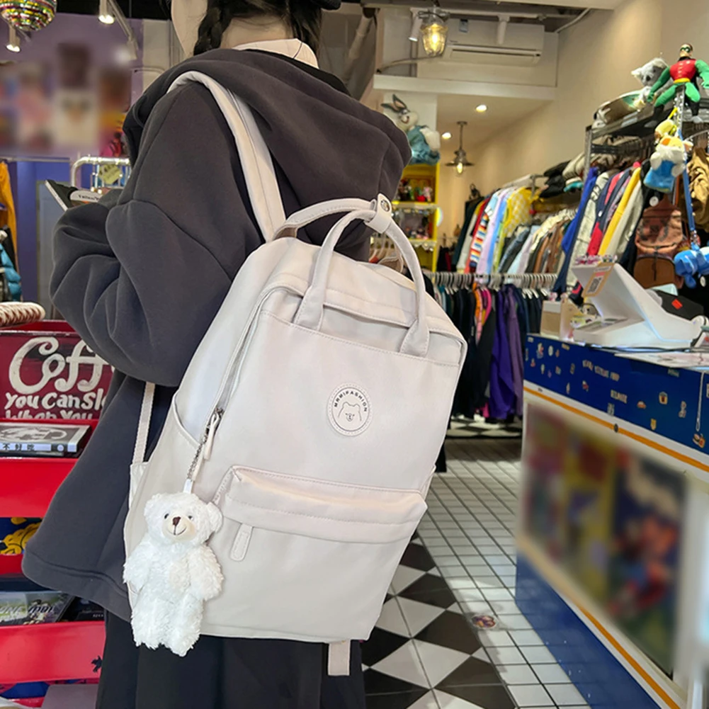 

Stylish Teens School Backpack Large Capacity with Plush Pendant for Travel Camping Sports and Work