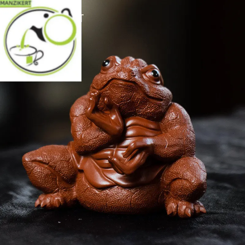 

Yixing High-end Purple Clay Tea Pet Chinese Lucky Golden Toad Ornaments Handmade Tea Figurine Crafts Tea Ceremony Decoration