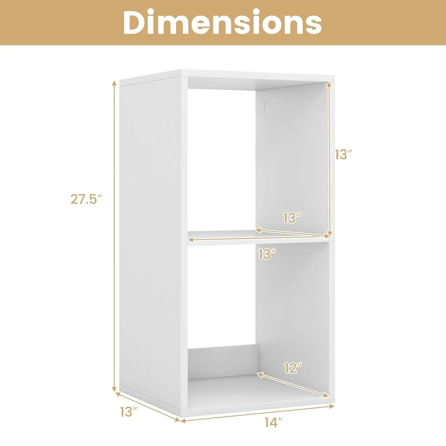 2-Tier Cube Storage Organizer Shelf Floor Standing Bookcase White, Customized
