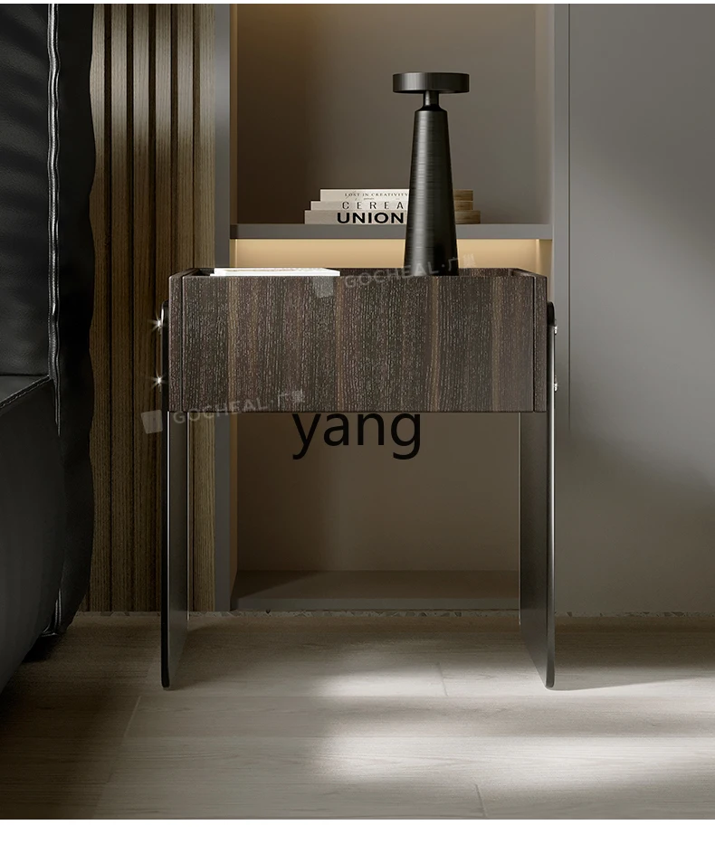 LT  Alec Transparent Minimalist Designer Creative Smoked Bedside Cabinet