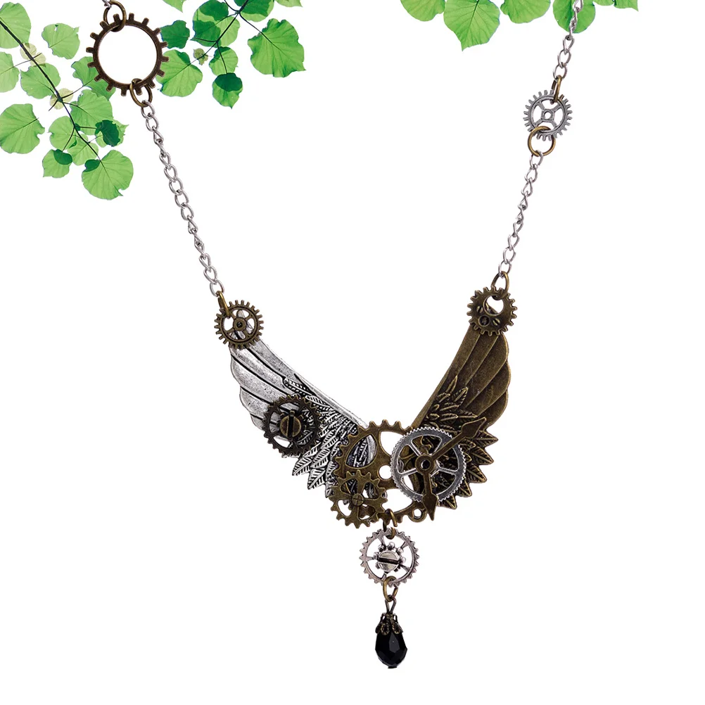 البخار والعتاد الجناح قلادة قلادة كلاسيكية مجوهرات بسيطة هدية الرقبة اكسسوارات النساء الإبداعية أنيقة قلادة أنيقة