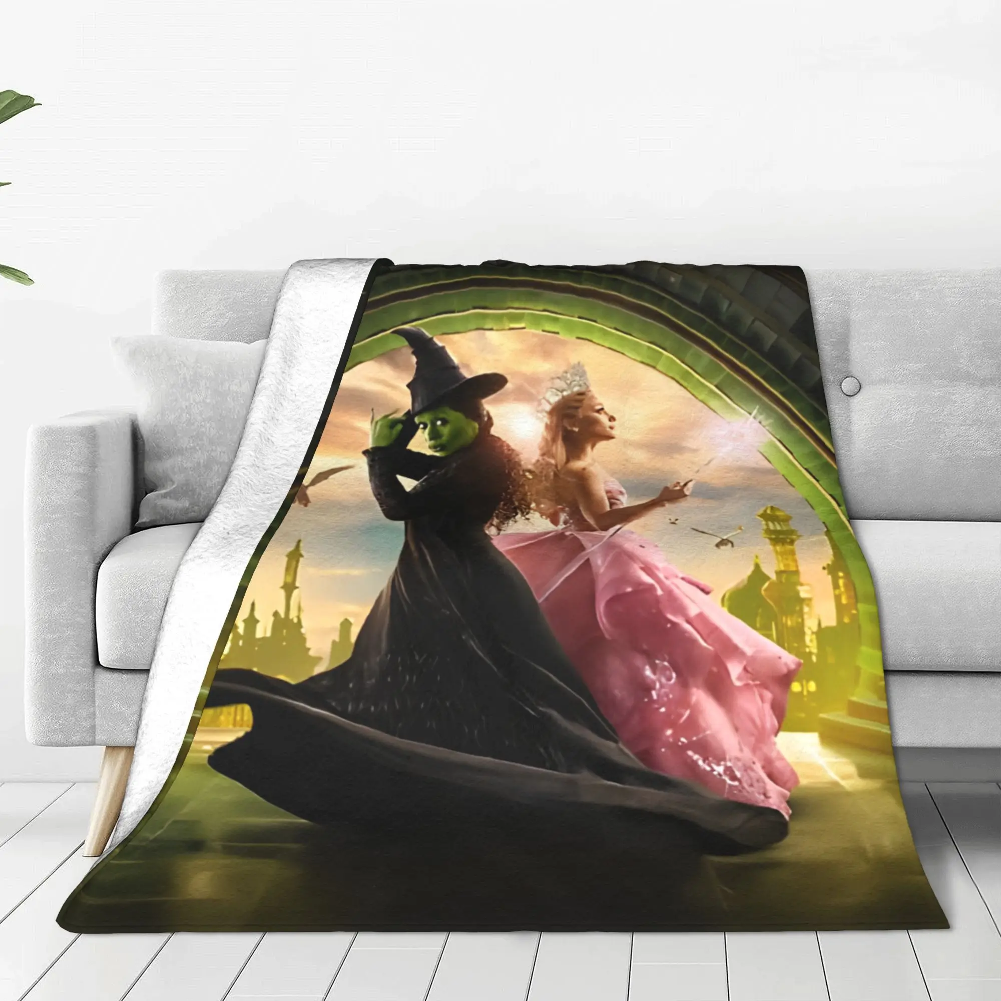 Wicked Elphaba & Glinda Fleece Throw Blanket Musical Movie Blanket for Bedding Couch Super Soft Plush Thin Quilt