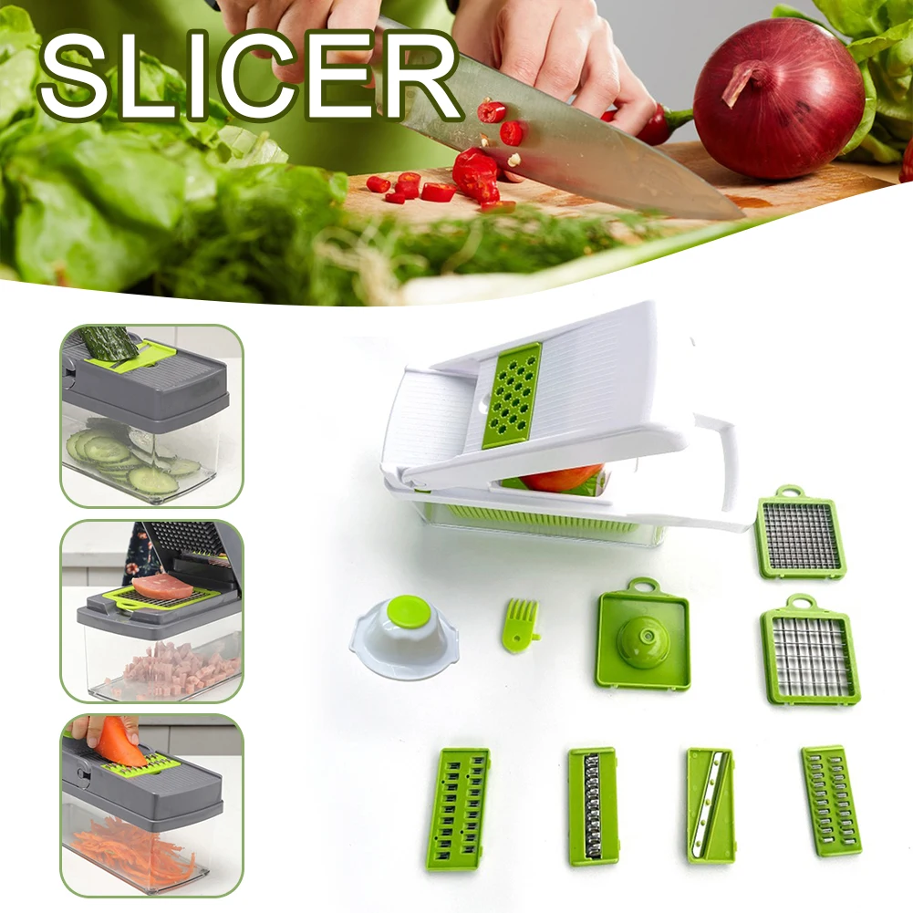 Stainless Steel Grater 14 Piece Set For Vegetable Professional Manual Veggie Cutter For Home Kitchen