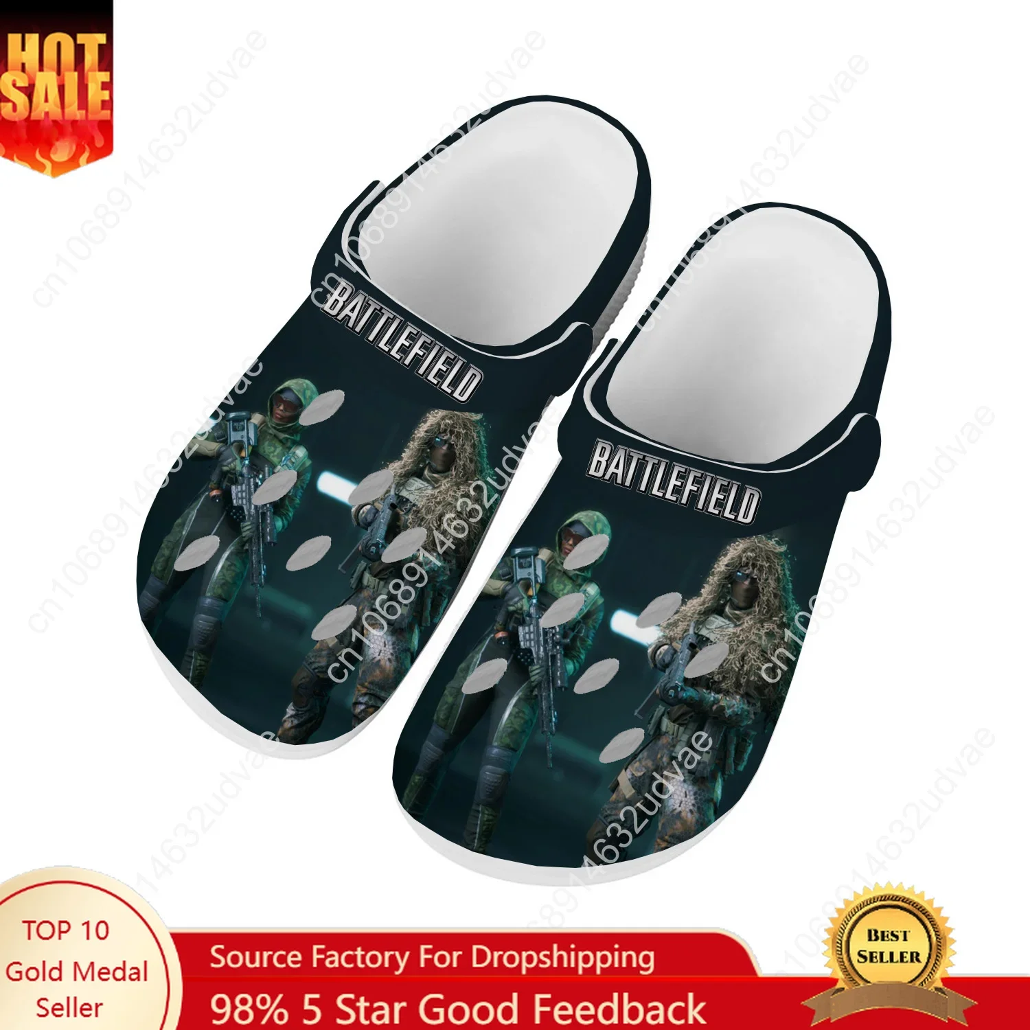 

Battlefield Water Shoes Mens Womens Comfortable Fashion Home Garden Clogs Customizd Sandals Beach Breathable Hole Slippers
