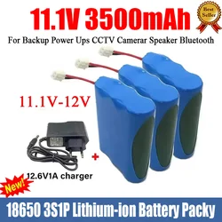 18650 3S1P Lithium-ion Battery Pack 12V Battery 12.6V/11.1V 3500mAh  W/ BMS for Backup Power Ups CCTV Camerar Speaker Bluetooth