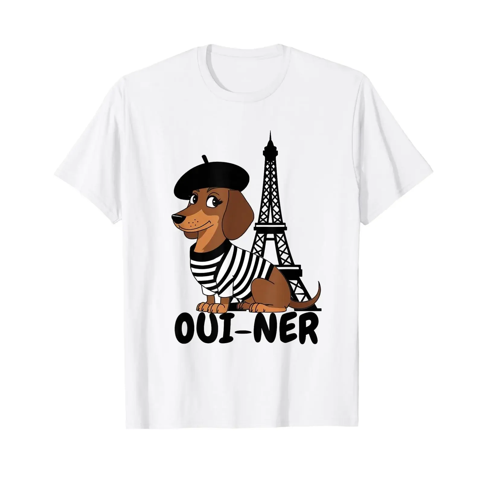 Camiseta Oui Ner Dog con diseño de Dachshund (perro salchicha), estilo vintage lavado, informal, de diseñador, elegante y elástica