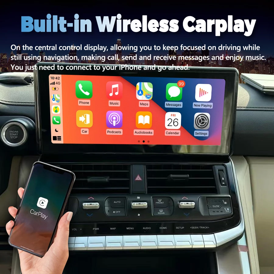 For Toyota Land Cruiser LC300 2021 2024 1920*720 QLED Screen Multimedia Video Player CarPlay Car Radio Android Autoradio 256GB