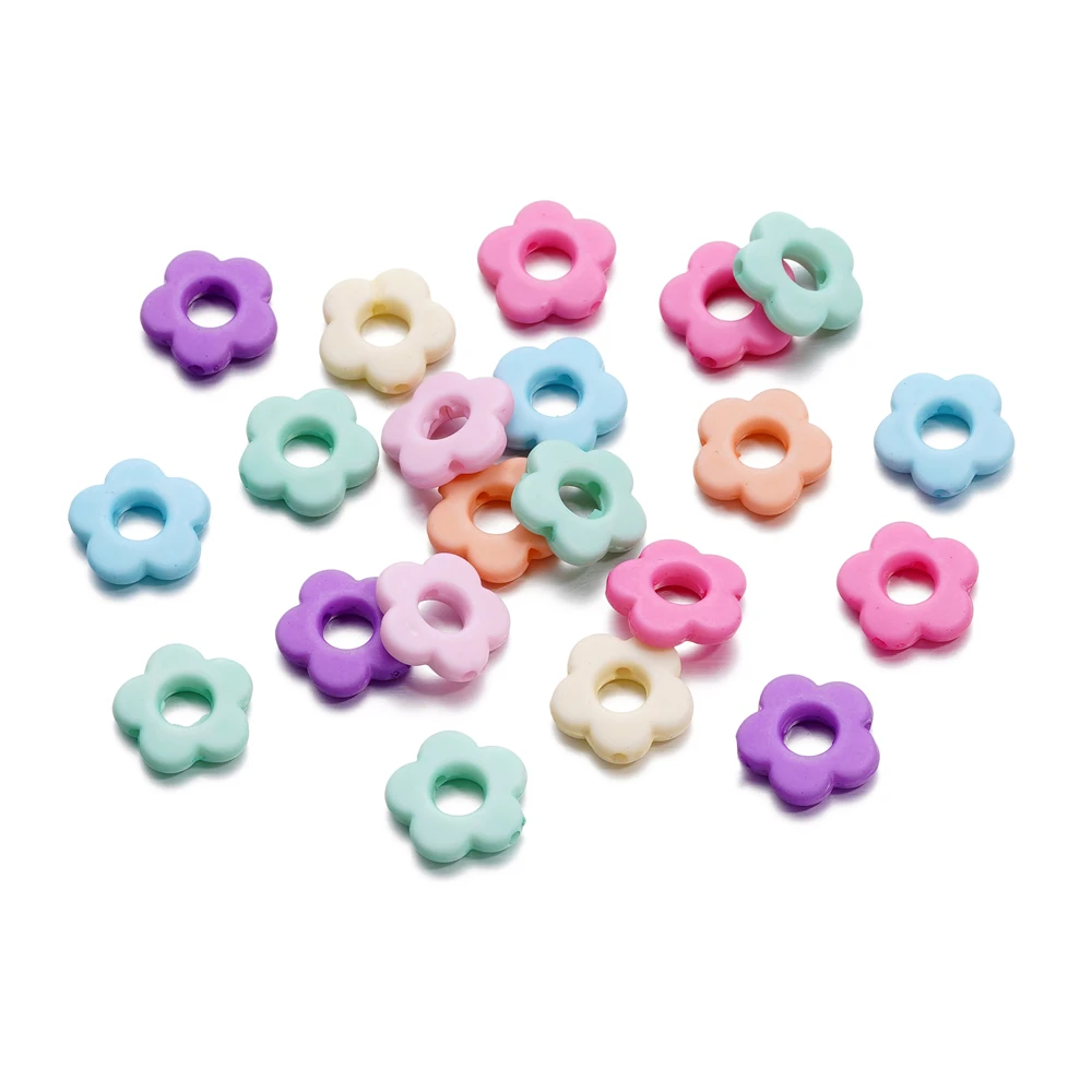 50pcs/Lot Multicolor Acrylic Hollow Flower Beads Loose Bead Spacer Connectors DIY for Jewelry Making Bracelet Earrings Crafts