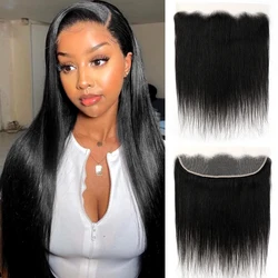 13x4 Lace Frontal Brazilian Straight Closure Human Hair Transparent Ear to Ear Frontal Extensions for Women